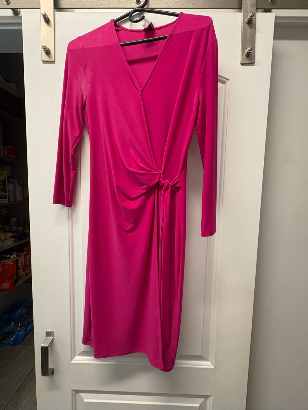 Anne Klein Hot Pink Wrap-Style Midi Dress
